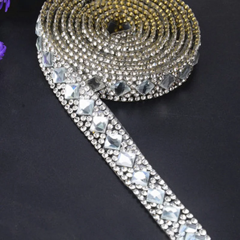Sew On Rhinestone - 1 Yard Sewing Trim Motif Hot