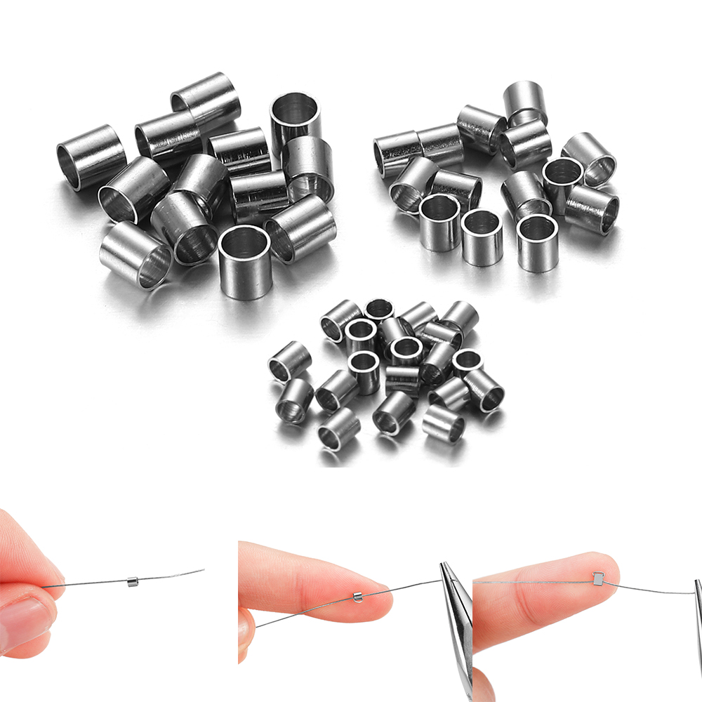 Craft Embellishment - 120-150Pcs/lot 1.5-4.0mm Stopper Spacer Crimp Tube