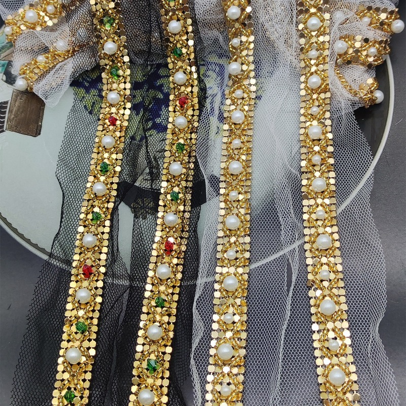 New Handmade Gold Beaded Lace  - Lace Ribbon Trim recension och pris
